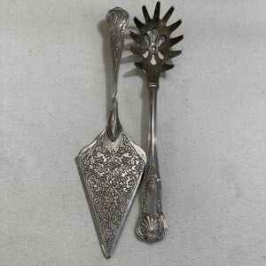 Sheffield KINGS Pattern Silverplate Cake/Pie Server and Silverplate Pasta Server